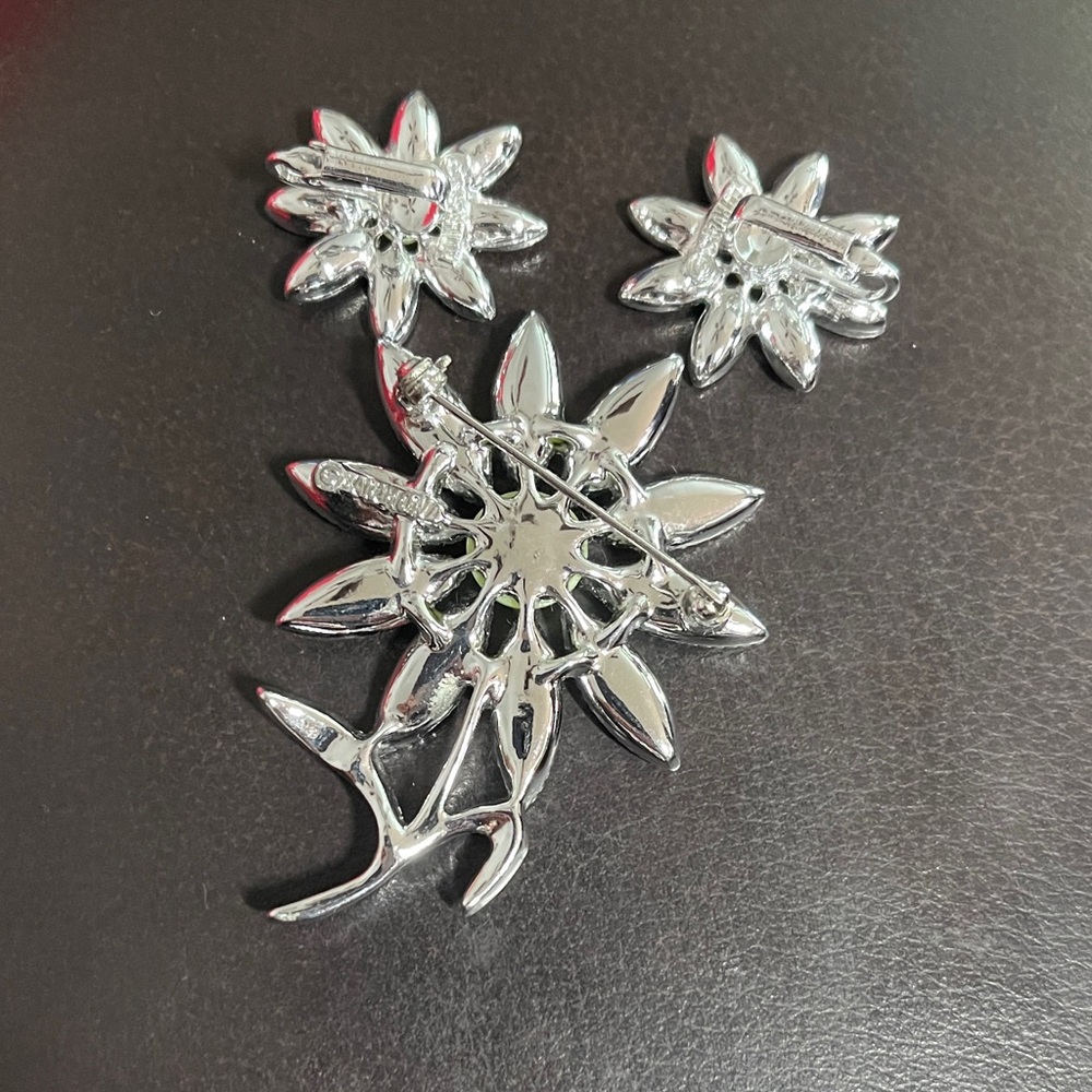 Vintage Sarah Coventry Silver Toned Blue Daisy Flower Brooch Pin & Earrings - Picture 8 of 10